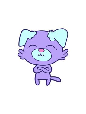 Dikkat çeken çizgi film çizgi filminde kollarını kavuşturan köpek.