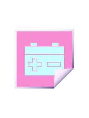 Bir araba aküsünün kare soyma çıkartma karikatürünün bölünme etkisi