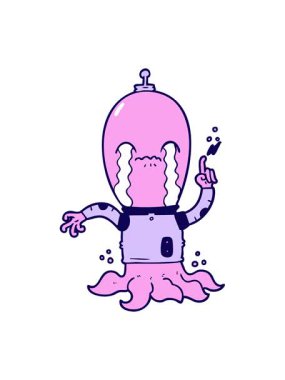 neon ışık efekti çizgi film uzaylı çiziminin animasyonu