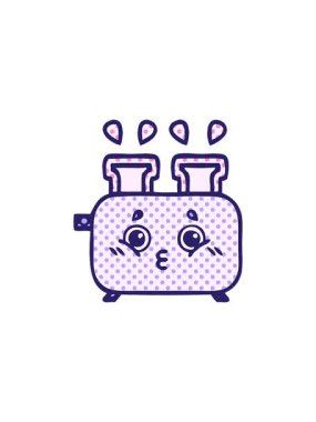 Bir tost makinesinin çizgi roman tarzının hareketli animasyonu