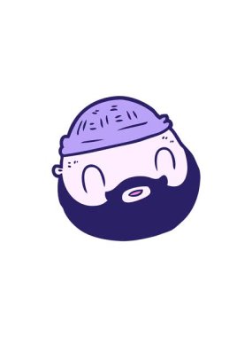 Sakallı çizgi film suratının hareketli animasyonu