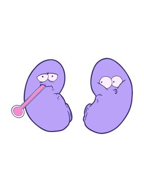 Sağlıksız böbrek karikatürünün hareketli animasyonu