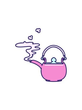 Geleneksel Japon çay demliğinin buhar tasarımı ile yıldız patlaması etkisi animasyonu