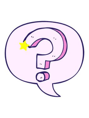 Parıldayan yıldızlar çizgi roman tarzında konuşma baloncuğu ile çizgi film soru işaretinin animasyonunu etkiler