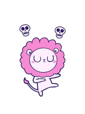 Çizgi film aslan dansının dönen kafatası animasyonu