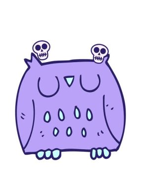 Çizgi film animasyonunun dönen kafatası animasyonu şirin baykuş