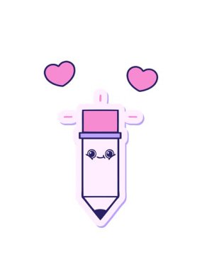 Tatlı bir çizgi film kalemi çıkartmasının dönen kalp animasyonu.