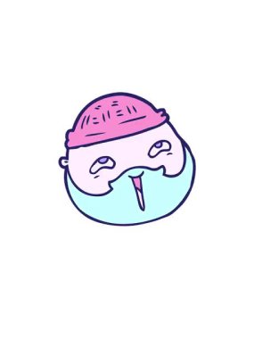 Ayağa kalk ve çizgi film karakteri sakallı erkek yüzünün canlandırmasını yap.