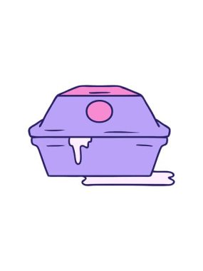 Bir hamburger konteynırının el çizimi çizgi film karalaması dönen hareket animasyonu