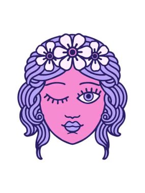 Göz kırpan yüz dövme biçiminin canlandırma efektini piksel hale getir