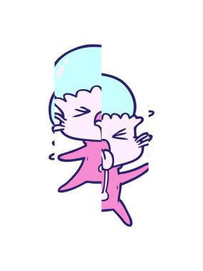 Garip çizgi film uzaylılarının bölünmüş hareket animasyonu