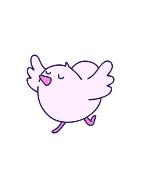 starburst effect animation of cartoon of a happy bird dancing