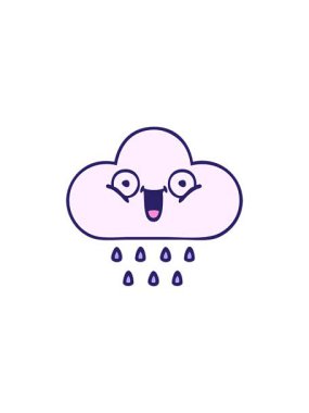 Bir yağmur bulutunun sevimli çizgi filminin yıldız patlaması etkisi animasyonu