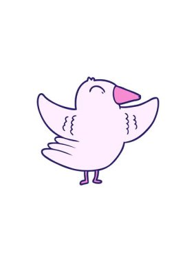 Eğlenceli şirin bir kuşun radyoaktif ışıltılı çizgi filmi