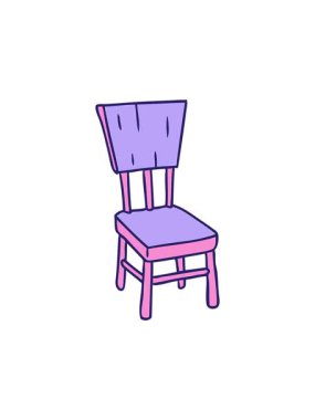 Dikkat, ahşap bir sandalyenin el çizimi karikatürü animasyonu.