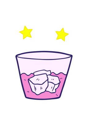 dönen yıldızların animasyonu. Çizgi film viskisi camda.