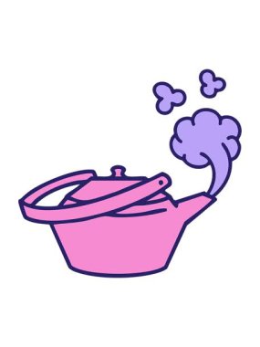 jiggle and pause animation of a traditional japanese tea pot steaming design