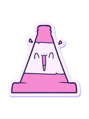 Çizgi film trafik konisi çıkartmasının hareketli canlandırması