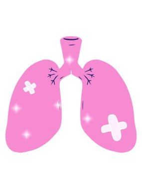 Düz renkli çizgi filmin ışıltı etkisi düzeltilmiş akciğerler