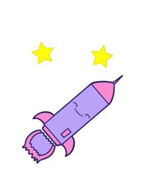 dönen yıldızlar çizgi film roketinin animasyonu