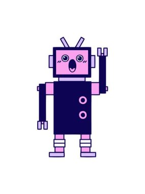 Bir robot çiziminin neon ışık efekti animasyonu