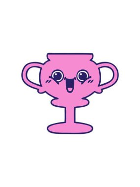 radioactive glowing animation of cute cartoon of a trophy