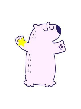 Parlayan yıldızlar kutup ayısı çizgi film elementinin animasyonunu etkiler.