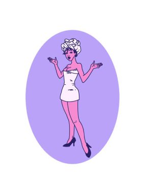 Dövmenin animasyonunu havlulu bir kızın geleneksel tarzında bob ve duraklat