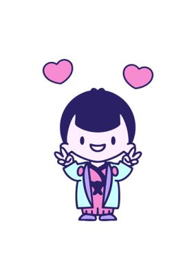 Geleneksel gelinlik giymiş bir Japon 'un dönen kalp animasyonu.