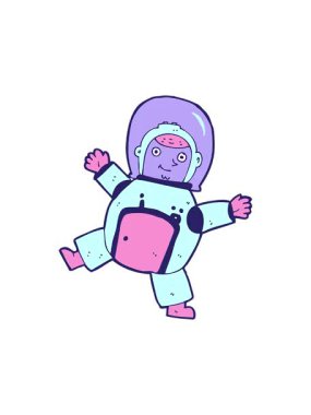 Astronot çizgi filminin dönen hareket animasyonu