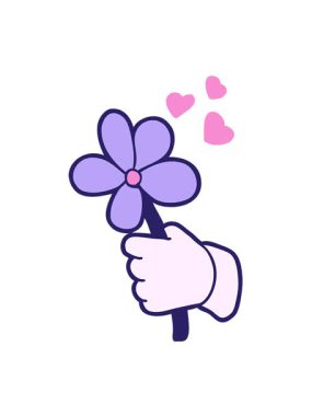 Karikatürdeki çiçekleri tutan elin titreşimli hareketi