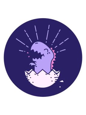 Titreyen hareketli animasyon. Dövme stili, yumurtadan çıkan dinozor.