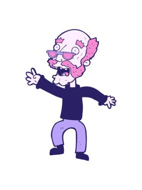 Karikatürdeki korkmuş yaşlı adamı salla ve durdur.