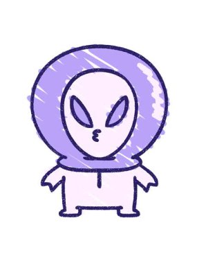 Sevimli Uzaylı Tebeşiri Çiziminin hareketli animasyonu