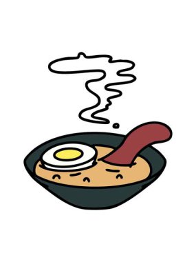 Geleneksel kasede sıcak ramen çorbası hareketli animasyonu