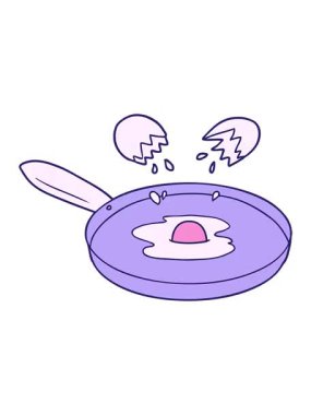 karikatür tavada yumurta kızartma animasyonunu renklendir