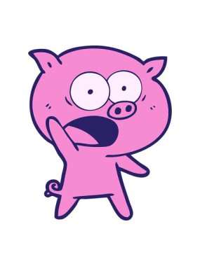 Çizgi filmdeki domuz bağırışlarının animasyonu.