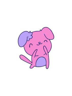 Şirin bir kawaii köpeğinin çizgi film canlandırmasının satış animasyonu