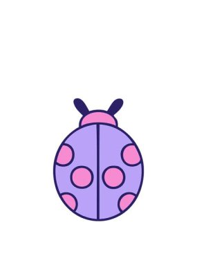 Bir uğur böceğinin tatlı çizgi filminin zıplama hareketi animasyonu