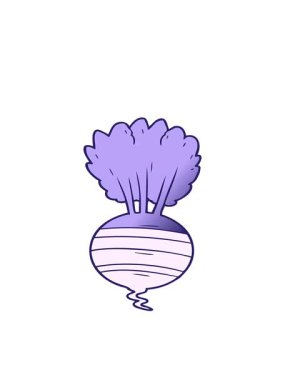 Kök bir sebzenin çizgi filminin hareketli animasyonu