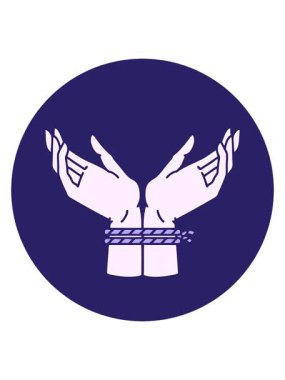 Bir çift bağlanmış elin ikonik dövme görüntüsünün ışık efekti animasyonu