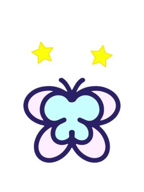 dönen yıldızlar basit bir kelebek çiziminin canlandırması