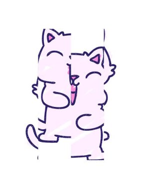 Sevimli Kedi Tebeşiri Çiziminin bölünmüş hareket animasyonu