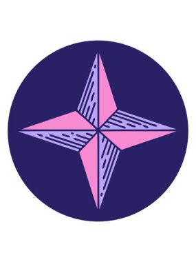 Bir yıldız tasarımının ikonik dövme şeklindeki görüntüsünün hareketli animasyonu