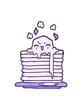 Elle çizilmiş çizgi film tereyağı kreplerin üzerinde erirken ışık efekti animasyonu