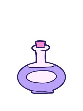 Çizgi film parfüm şişesinin animasyonunu genişletiyor.