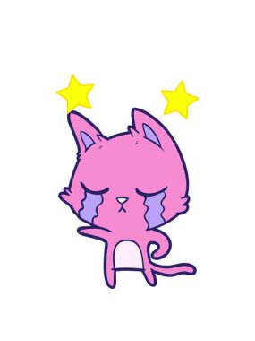 dönen yıldızlar, ağlayan kedi çizgi filmlerinin animasyonları.