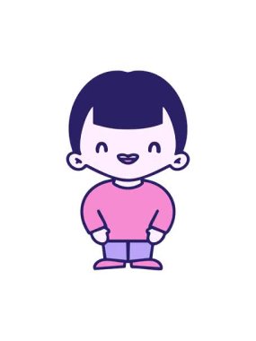 Mutlu, modern bir Japon 'un gülüşünün titreyen animasyonu.