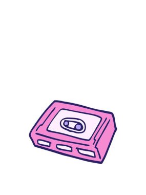 Kalk ve karikatür karikatür karalama retro kaset kasetinin animasyonunu uçur.