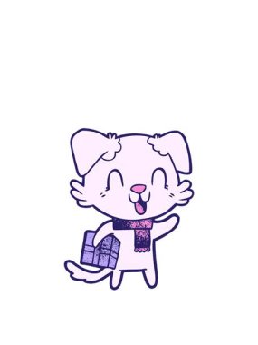 Gülen çizgi film köpeğinin hareketli animasyonu.